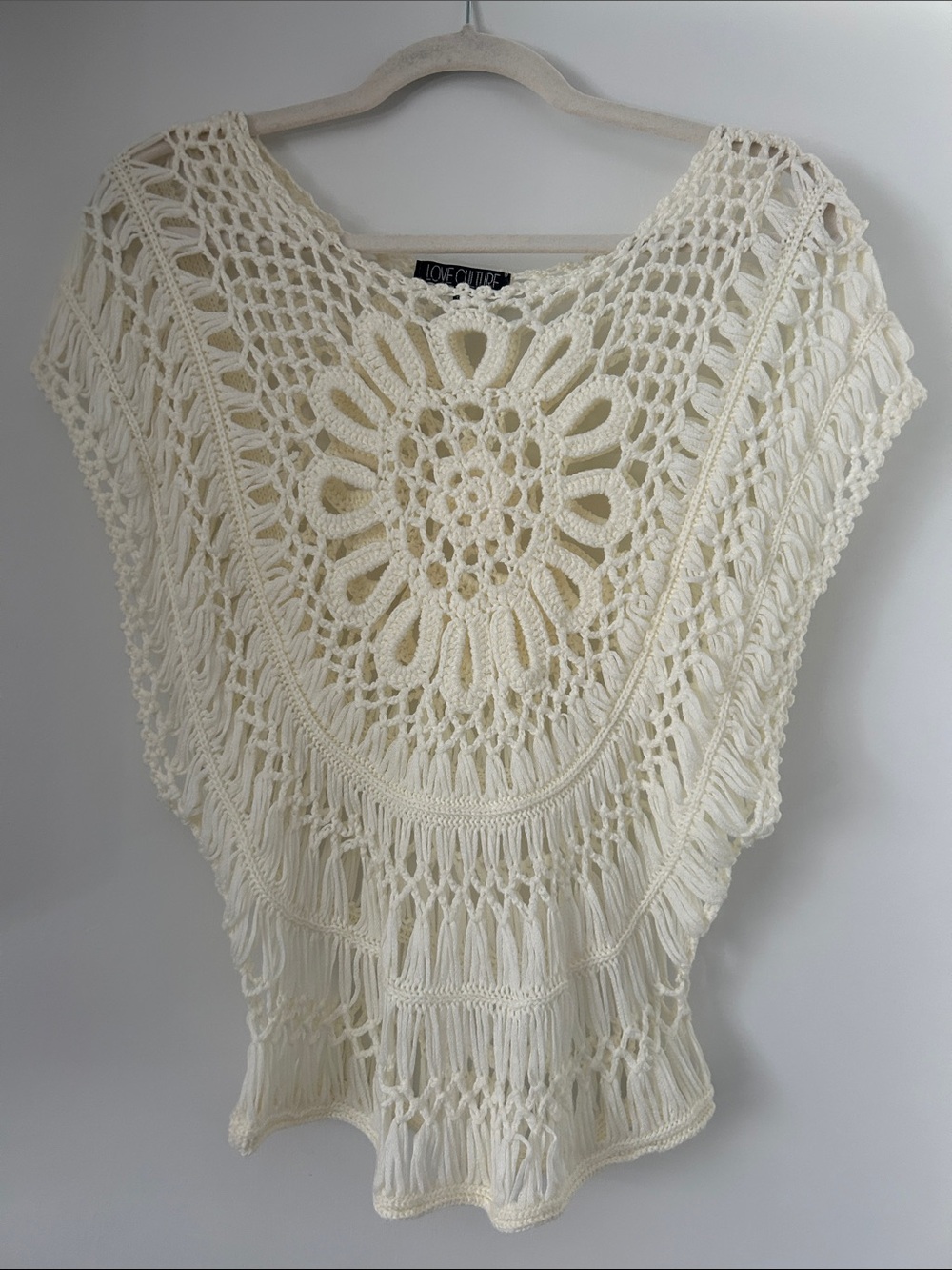 Love Culture Open Crochet Ivory Cover-Up